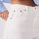 Aura High Rise Raw Hem Denim Shorts – White - JMOJO - Women's Denim Shorts