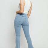 AURELIA High Waisted Split Hem Flare Jeans - Light Blue - JMOJO - Women's Flare Jeans