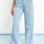 AYLA Boxer Style Wide Leg Jeans - Light Blue Wash - JMOJO - Women's Wide Leg Jeans