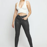 Azmira Coated Stretch Skinny Jeans - Grey - JMOJO - Women's Skinny Jeans