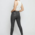 Azmira Coated Stretch Skinny Jeans - Grey - JMOJO - Women's Skinny Jeans