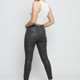 Azmira Coated Stretch Skinny Jeans - Grey - JMOJO - Women's Skinny Jeans