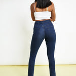 Babine High Rise Stretch Denim Skinny Jeans - Dark Blue - JMOJO - Women's Skinny Jeans