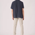 Rear view of the high quality cream chinos slim fit.