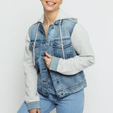 Brook Hooded Denim Jacket – Mid Blue - JMOJO - Women's Fleece Hooded Denim Jackets