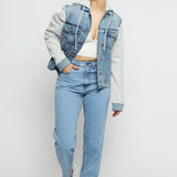 Brook Hooded Denim Jacket – Mid Blue - JMOJO - Women's Fleece Hooded Denim Jackets