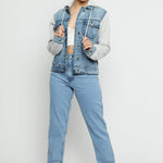 Brook Hooded Denim Jacket – Mid Blue - JMOJO - Women's Fleece Hooded Denim Jackets