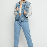 Brook Hooded Denim Jacket – Mid Blue - JMOJO - Women's Fleece Hooded Denim Jackets