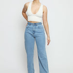 CALIYA High Waisted Wide Leg Jeans - Light Blue Wash - JMOJO - Women's Wide Leg Jeans