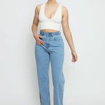CALIYA High Waisted Wide Leg Jeans - Light Blue Wash - JMOJO - Women's Wide Leg Jeans