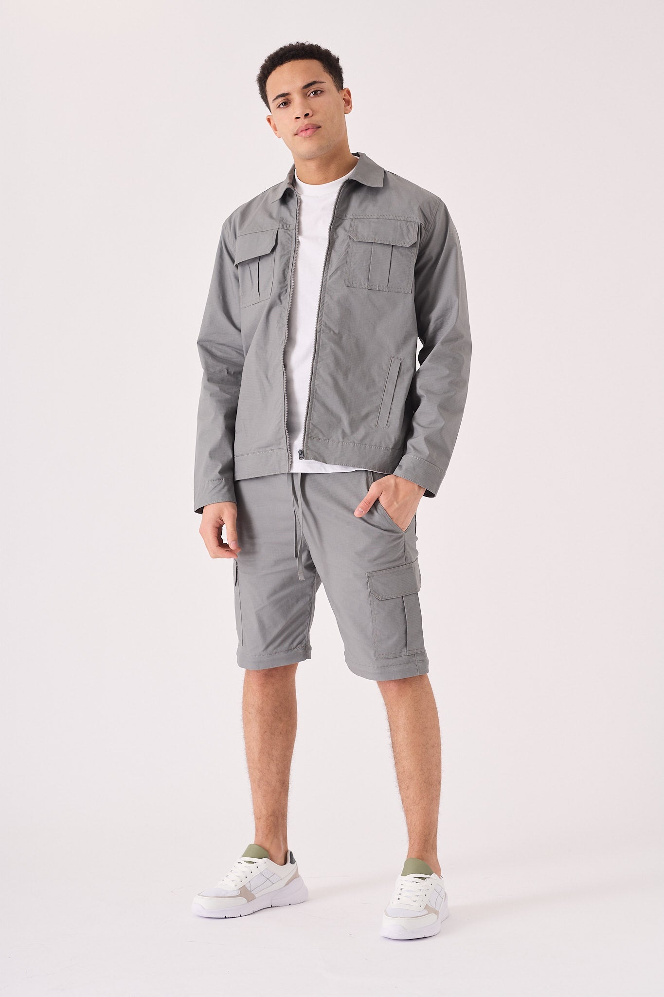 CARGO PANTS & SHORTS 2 IN 1 - GREY - JMOJO - Men's Cargo Straight leg Trouser And Shorts