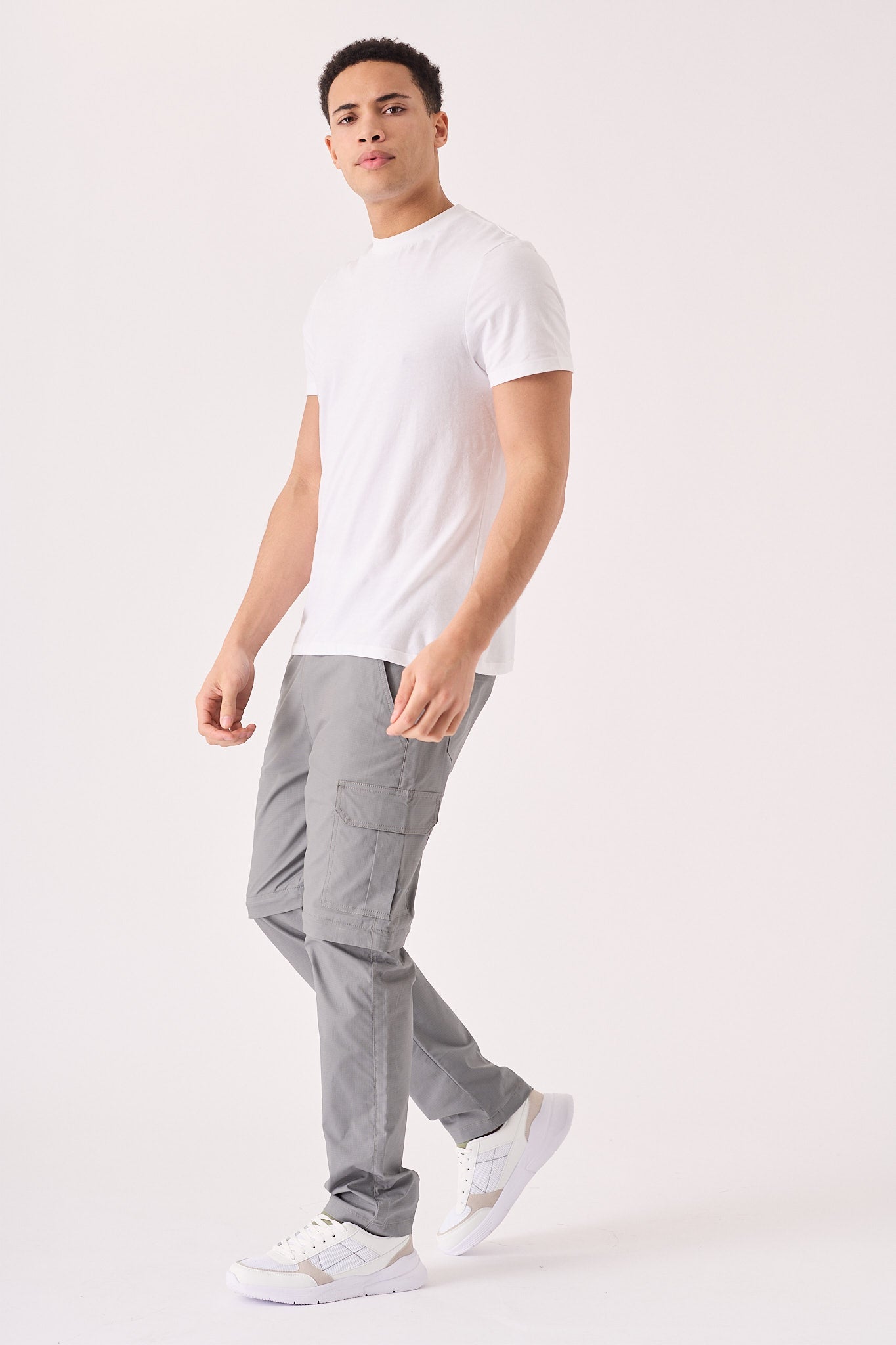 CARGO PANTS & SHORTS 2 IN 1 - GREY - JMOJO - Men's Cargo Straight leg Trouser And Shorts