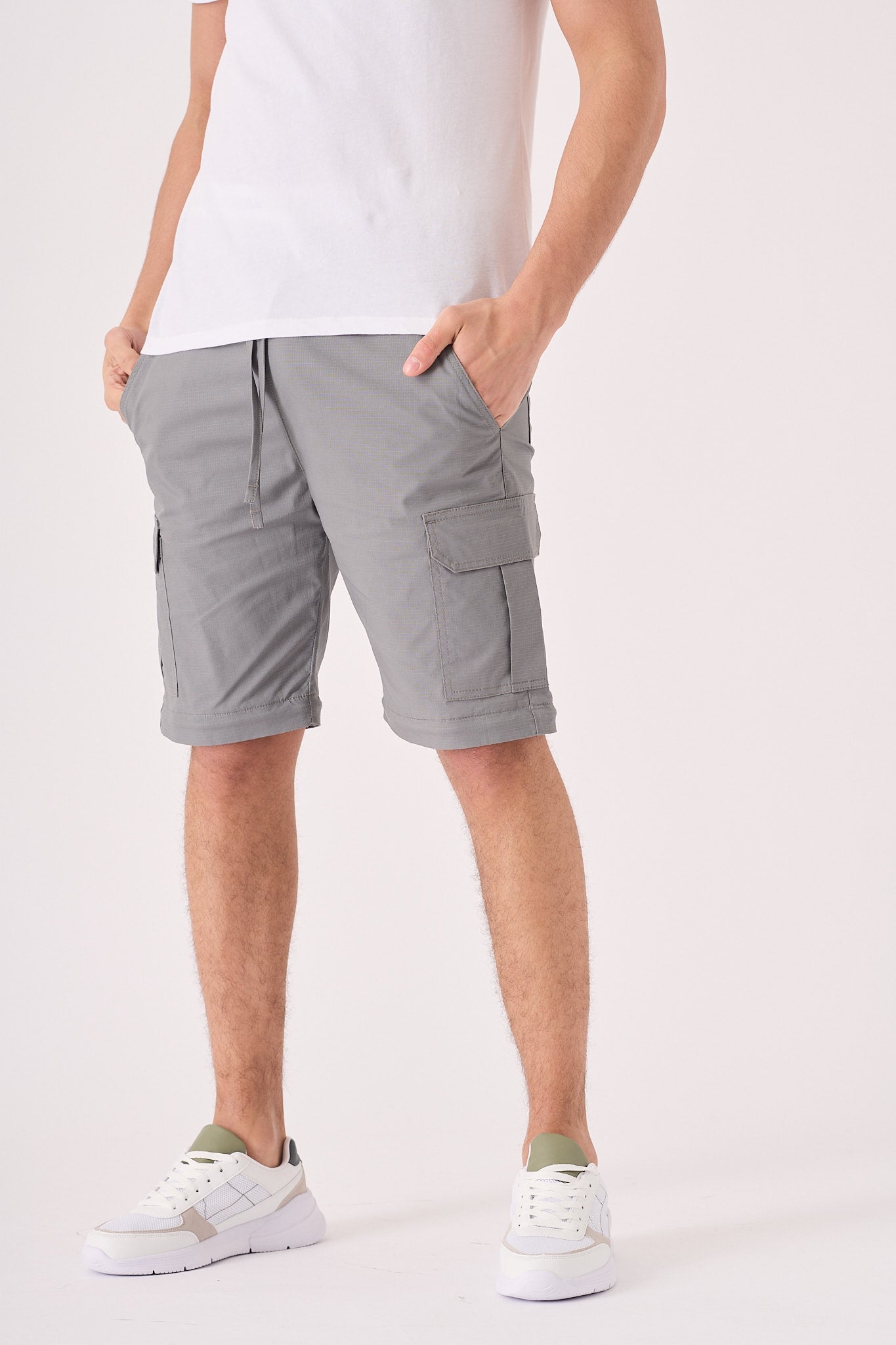 CARGO PANTS & SHORTS 2 IN 1 - GREY - JMOJO - Men's Cargo Straight leg Trouser And Shorts