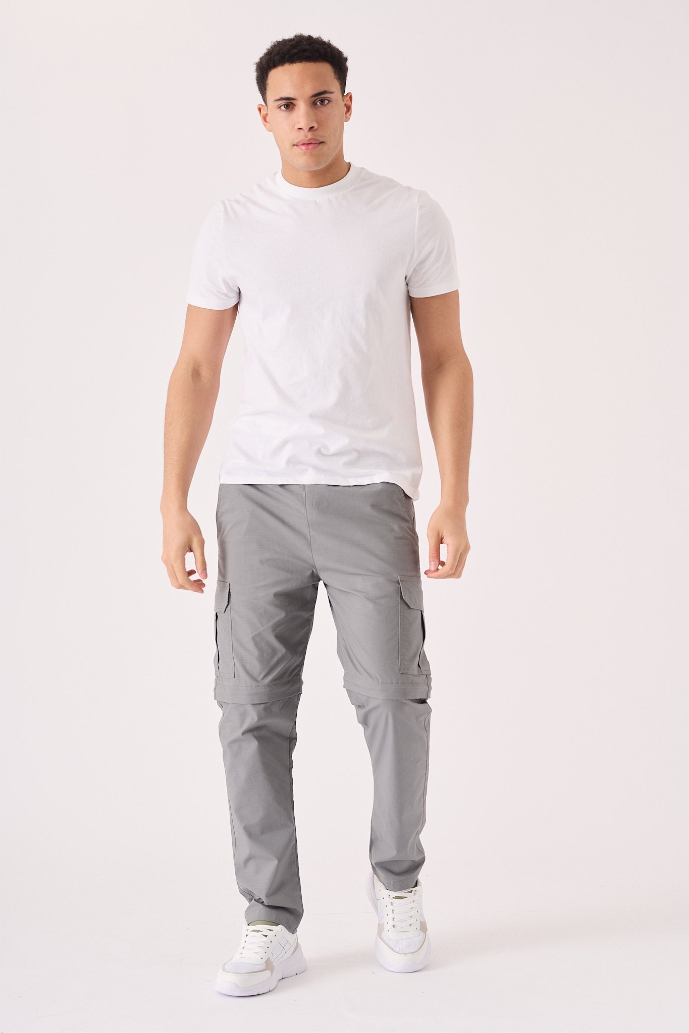 CARGO PANTS & SHORTS 2 IN 1 - GREY - JMOJO - Men's Cargo Straight leg Trouser And Shorts