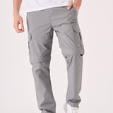 CARGO PANTS & SHORTS 2 IN 1 - GREY - JMOJO - Men's Cargo Straight leg Trouser And Shorts