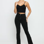 CASSIA Black Split Hem Flare Jeans - Black Wash - JMOJO - Women's Flare Jeans
