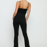 CASSIA Black Split Hem Flare Jeans - Black Wash - JMOJO - Women's Flare Jeans