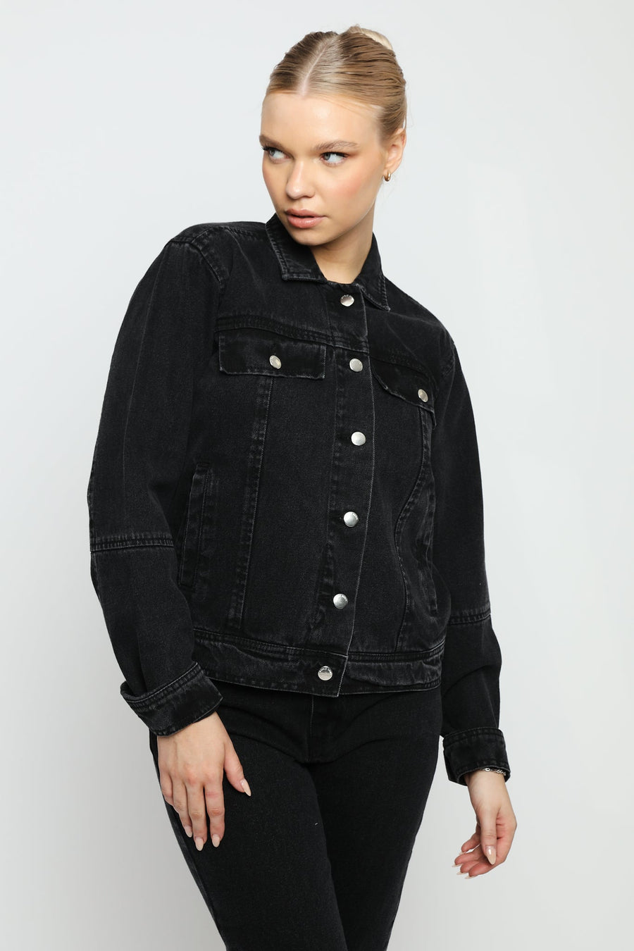 Char Denim Trucker Jacket – Black Wash - JMOJO - Women's Denim Jackets