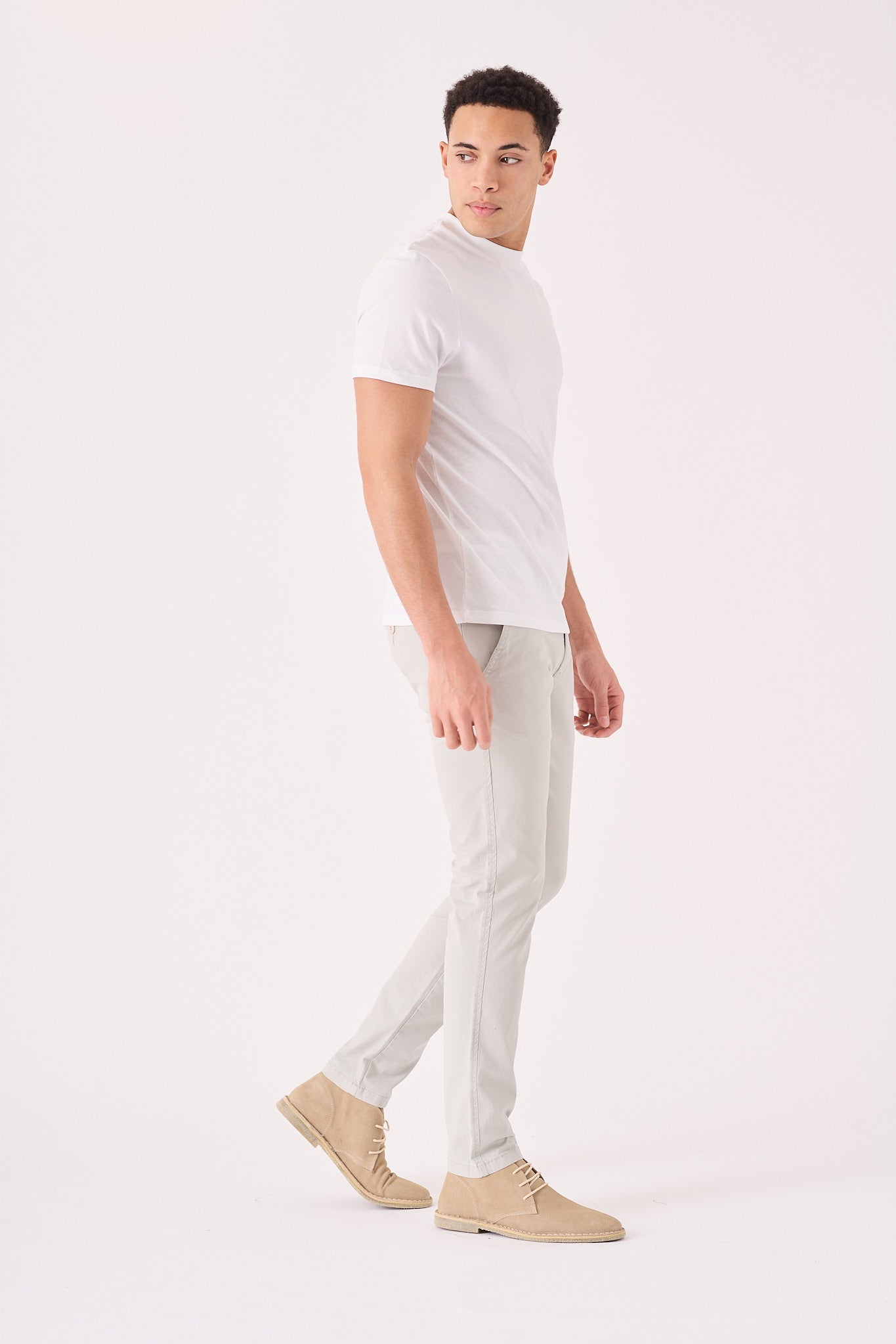 CLAYBOURNE Men's Slim Fit Stretch Chino Pants - Light Grey - JMOJO - Men's Chino Trousers