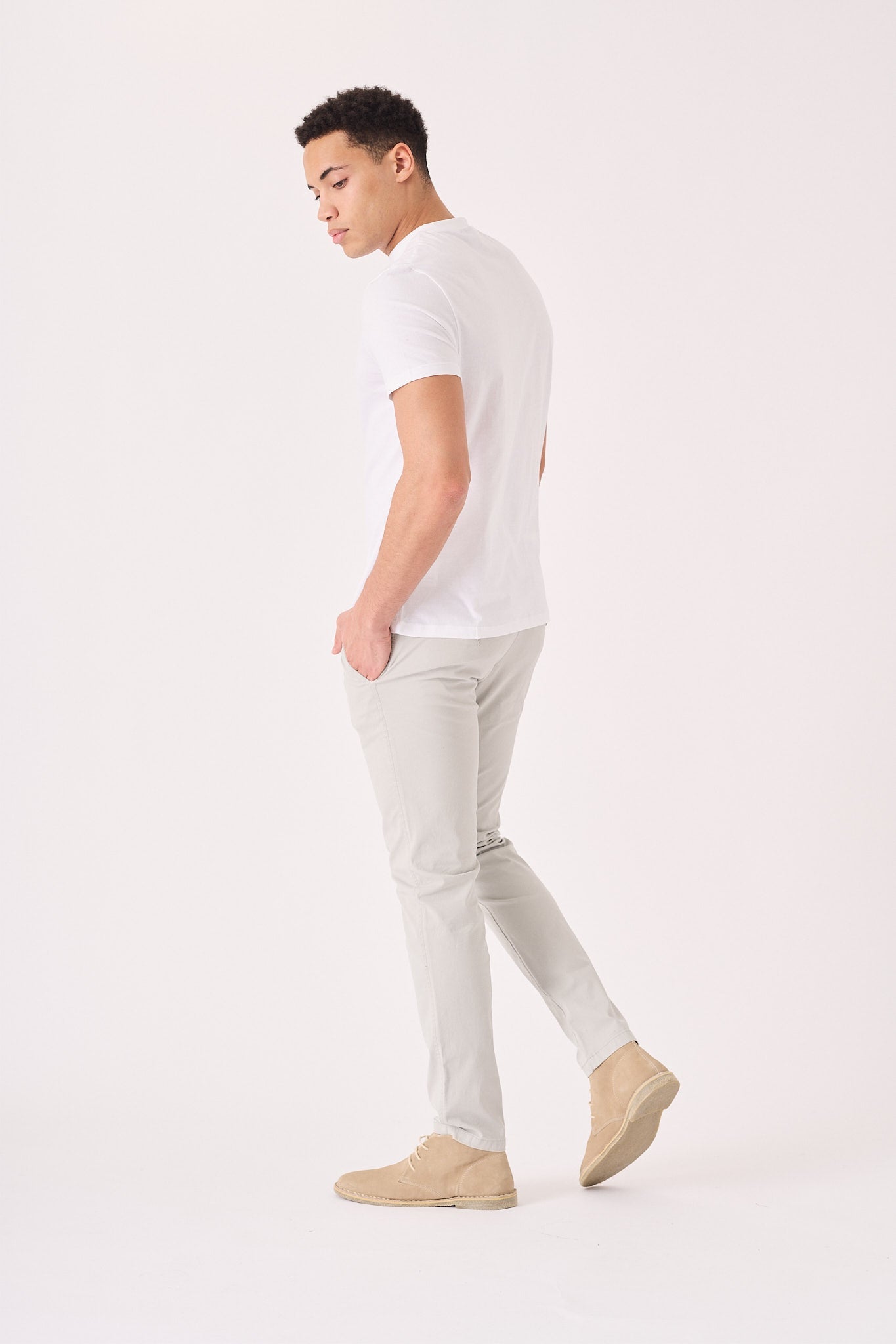 CLAYBOURNE Men's Slim Fit Stretch Chino Pants - Light Grey - JMOJO - Men's Chino Trousers