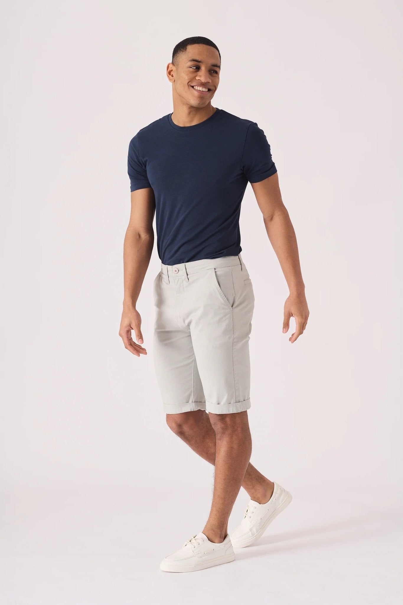 CLAYBOURNE Stretch Slim Fit Chino Shorts - Light Grey - JMOJO - Men's Chino Shorts
