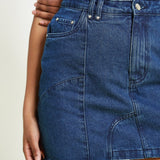 Cleo High Waisted Denim Skirt – Dark Blue - JMOJO - Women's Denim Skirts