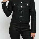 COATED DENIM JACKET - BLACK - JMOJO - Women's Coated Denim Jackets