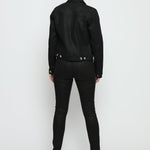 COATED DENIM JACKET - BLACK - JMOJO - Women's Coated Denim Jackets