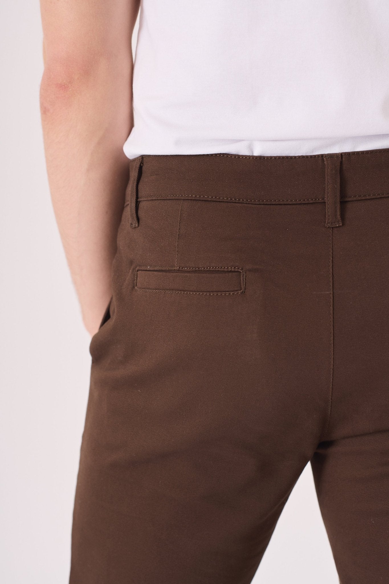 COLBORNE Stretch Slim Fit Chino Shorts - Chocolate Brown - JMOJO - Men's Chino Shorts