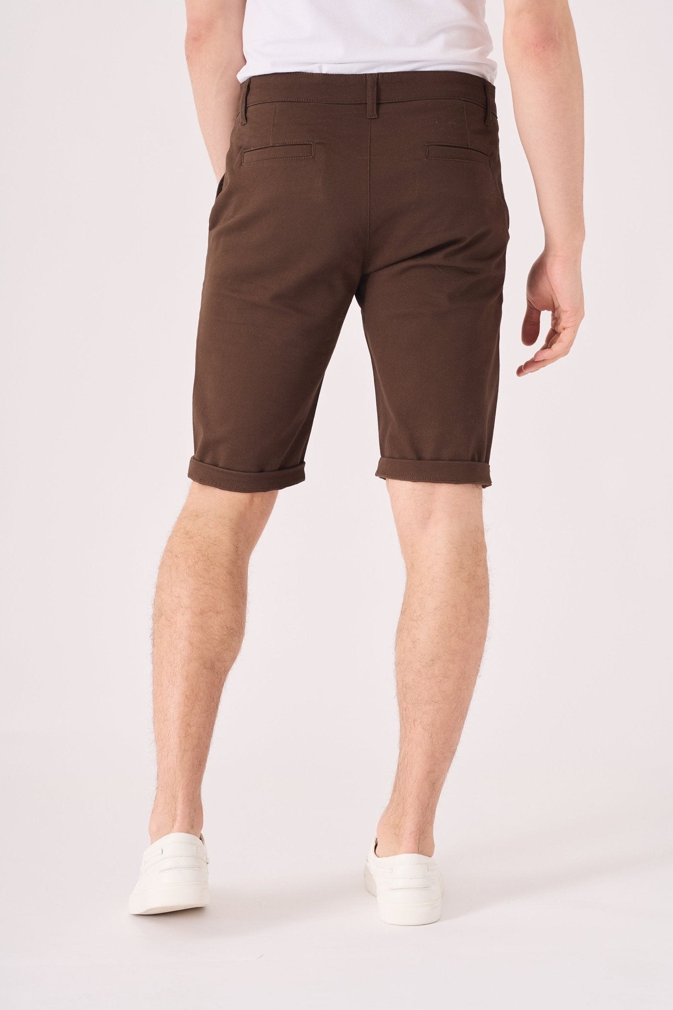 COLBORNE Stretch Slim Fit Chino Shorts - Chocolate Brown - JMOJO - Men's Chino Shorts