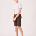 COLBORNE Stretch Slim Fit Chino Shorts - Chocolate Brown - JMOJO - Men's Chino Shorts
