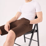 COLBORNE Stretch Slim Fit Chino Shorts - Chocolate Brown - JMOJO - Men's Chino Shorts