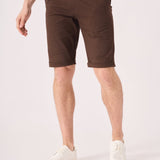 COLBORNE Stretch Slim Fit Chino Shorts - Chocolate Brown - JMOJO - Men's Chino Shorts