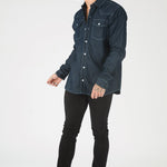 CONTRAST STITCH DENIM SHIRT - DARK INDIGO BLUE - JMOJO - Men's Denim Shirts