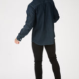 CONTRAST STITCH DENIM SHIRT - DARK INDIGO BLUE - JMOJO - Men's Denim Shirts