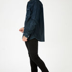 CONTRAST STITCH DENIM SHIRT - DARK INDIGO BLUE - JMOJO - Men's Denim Shirts