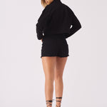 CROPPED DENIM JACKET - BLACK - JMOJO - Women's Cropped Denim Jackets