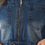 CROPPED DENIM JACKET - BLUE - JMOJO - Women's Cropped Denim Jackets