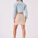 CROPPED DENIM JACKET - LIGHT BLUE - JMOJO - Women's Cropped Denim Jackets