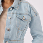 CROPPED DENIM JACKET - LIGHT BLUE - JMOJO - Women's Cropped Denim Jackets