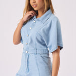 DENIM PLAYSUIT - BLUE - JMOJO - Women's Denim Playsuit