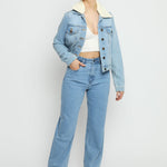 Echo Sherpa Collar Denim Jacket – Blue - JMOJO - Women's Denim Jackets Sherpa