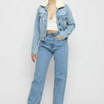 Echo Sherpa Collar Denim Jacket – Blue - JMOJO - Women's Denim Jackets Sherpa