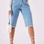 Elara Longline Denim Jorts – Light Blue Wash - JMOJO - Women's Denim Shorts