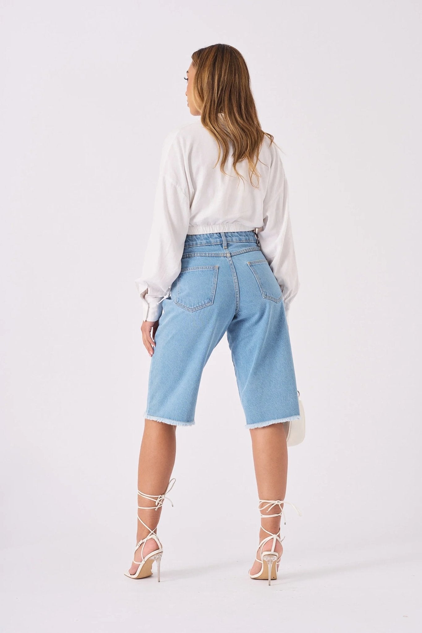 Elara Longline Denim Jorts – Light Blue Wash - JMOJO - Women's Denim Shorts