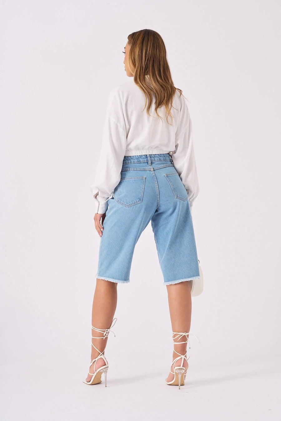 Elara Longline Denim Jorts – Light Blue Wash - JMOJO - Women's Denim Shorts