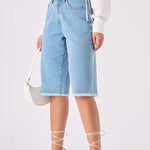 Elara Longline Denim Jorts – Light Blue Wash - JMOJO - Women's Denim Shorts
