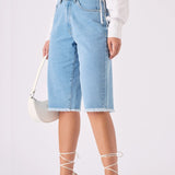 Elara Longline Denim Jorts – Light Blue Wash - JMOJO - Women's Denim Shorts