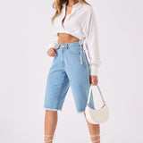 Elara Longline Denim Jorts – Light Blue Wash - JMOJO - Women's Denim Shorts