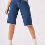 Esme Longline Denim Jorts – Mid Blue - JMOJO - Women's Denim Shorts